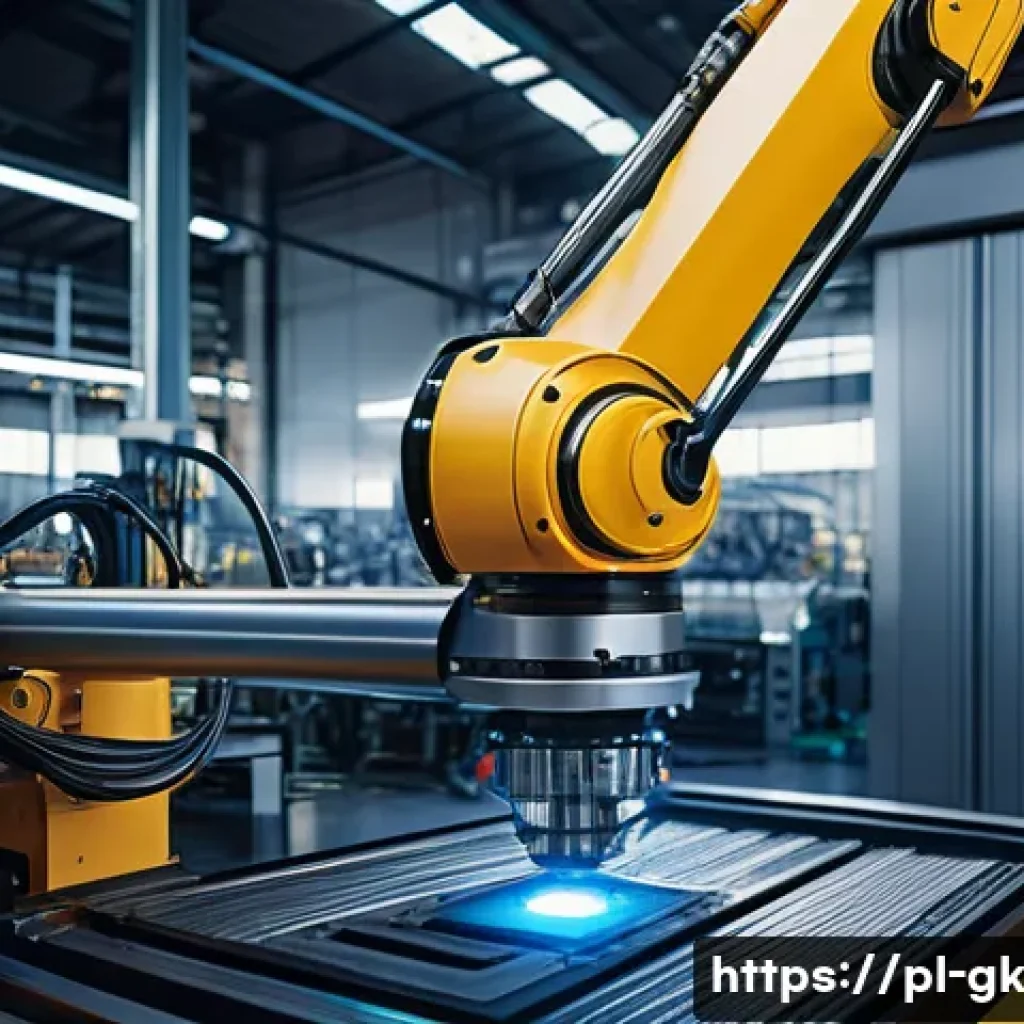Transformer와 강화 학습의 최신 연구 - A futuristic industrial robot arm operating autonomously on a high-tech manufacturing line, equipped...