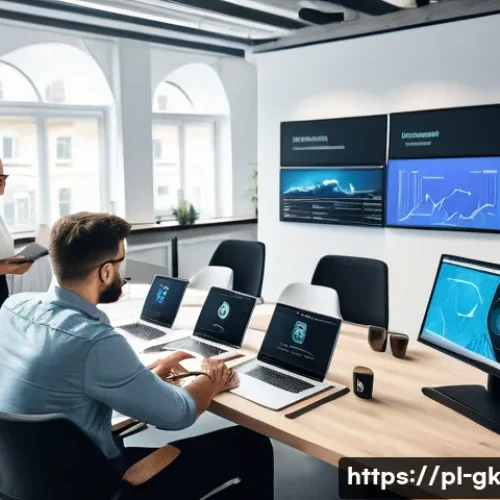 Home 30 Transformer 기반의 텍스트 요약 기법 - A modern office scene in Warsaw, Poland, showing a diverse team of professionals collaborating aroun...