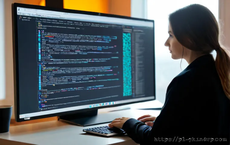 Transformer 기반 자연어 이해 기법 - Photorealistic modern Warsaw technology office, Polish data scientist studying a large text-free neu...